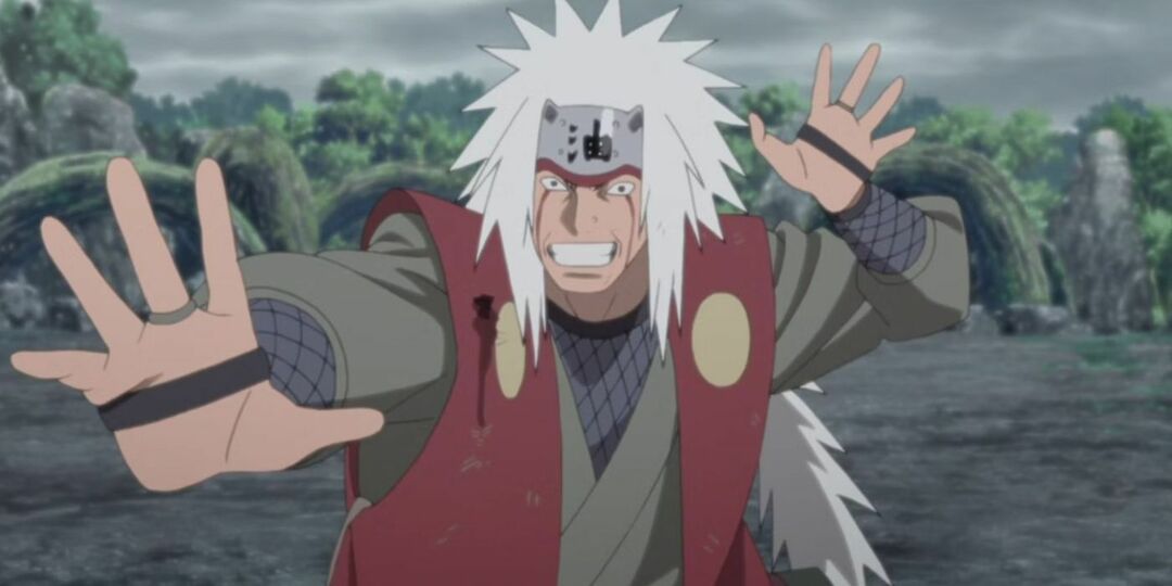 Jiraiya van Naruto poseert.