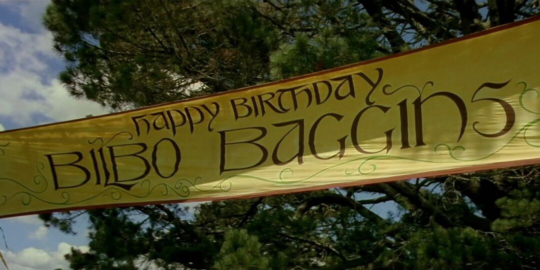 Striscione del compleanno di Bilbo Baggins ne Il Signore degli Anelli La Compagnia dell'Anello