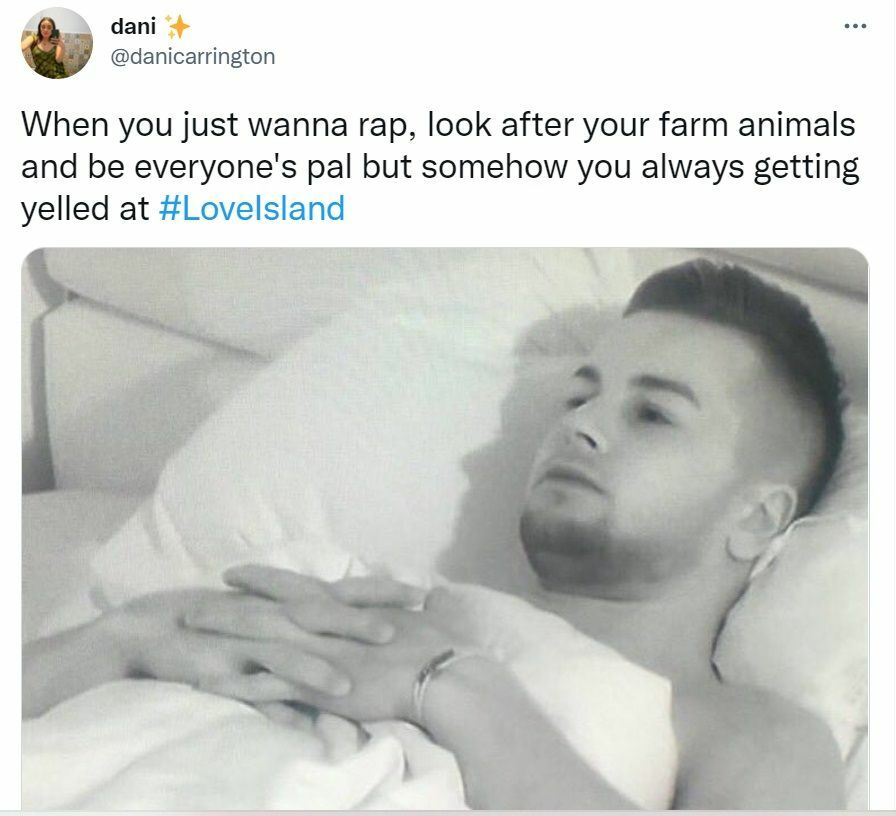 Chris Love Island reakcja na noktowizory mem