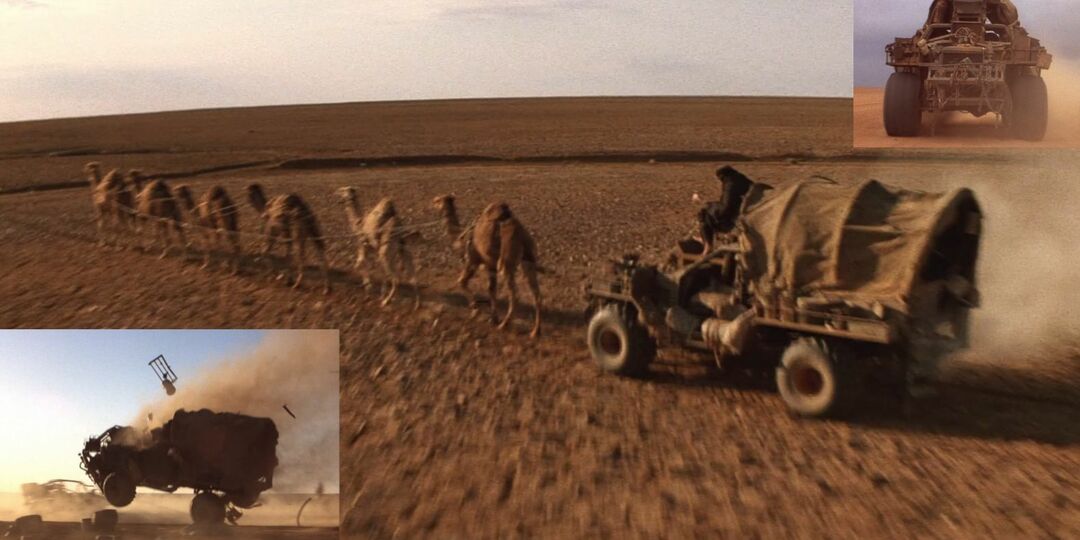 Поїзд на верблюдах із фільму «Божевільний Макс за куполами грому».
