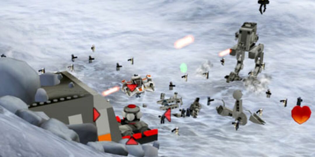 LEGO Snowspeeder se fait tirer dessus par un AT-ST