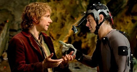 Martin Freeman și Andy Serkis pe platourile de filmare din „Hobbitul”