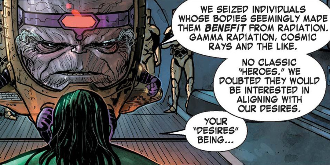 MODOK, Maestro'da Hulk ile konuşuyor.