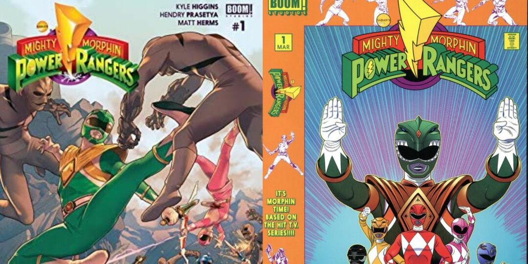 Split Image Varian Sampul Mighty Morphin Power Rangers #1