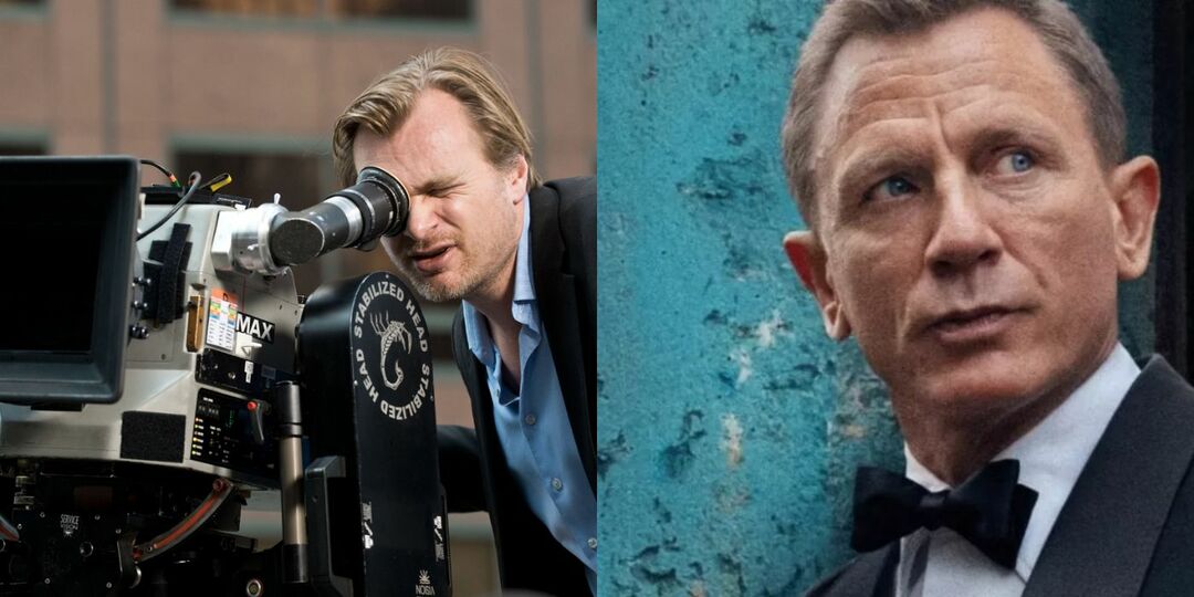 Rozdělit obrázek Christopher Nolan a Daniel Craig
