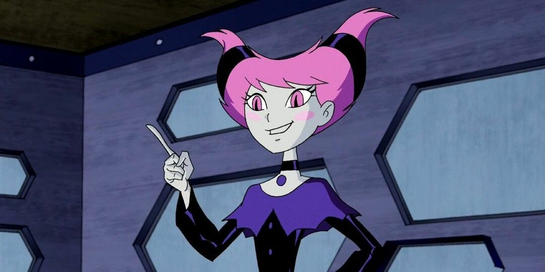 Jinx zeigt mit dem Finger in „Teen Titans“.