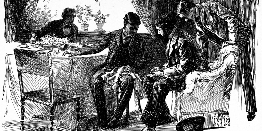 1894 Risba Holmesa in Watsona. iz Spominov Sherlocka Holmesa