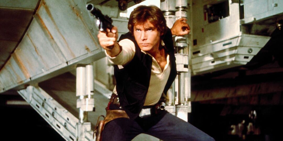 Star Wars'ta bir blaster ile Han Solo