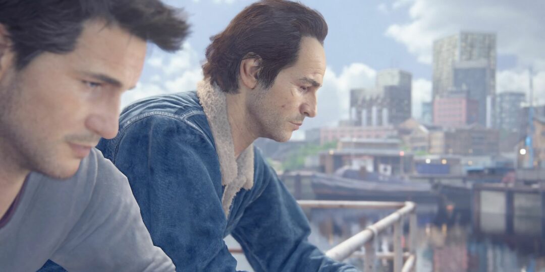 Nate e Sam parados no cais em Uncharted 4 